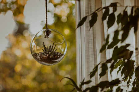 Hanging glass ball with rope D:20cm